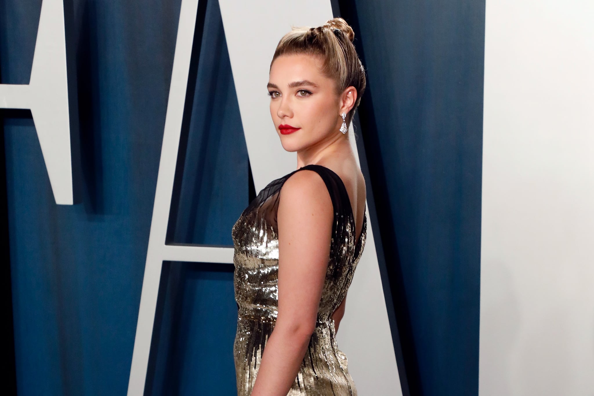 BEVERLY HILLS, CALIFORNIA - FEBRUARY 09: Florence Pugh attends the Vanity Fair Oscar Party at Wallis Annenberg Center for the Performing Arts on February 09, 2020 in Beverly Hills, California. (Photo by Taylor Hill/FilmMagic,)