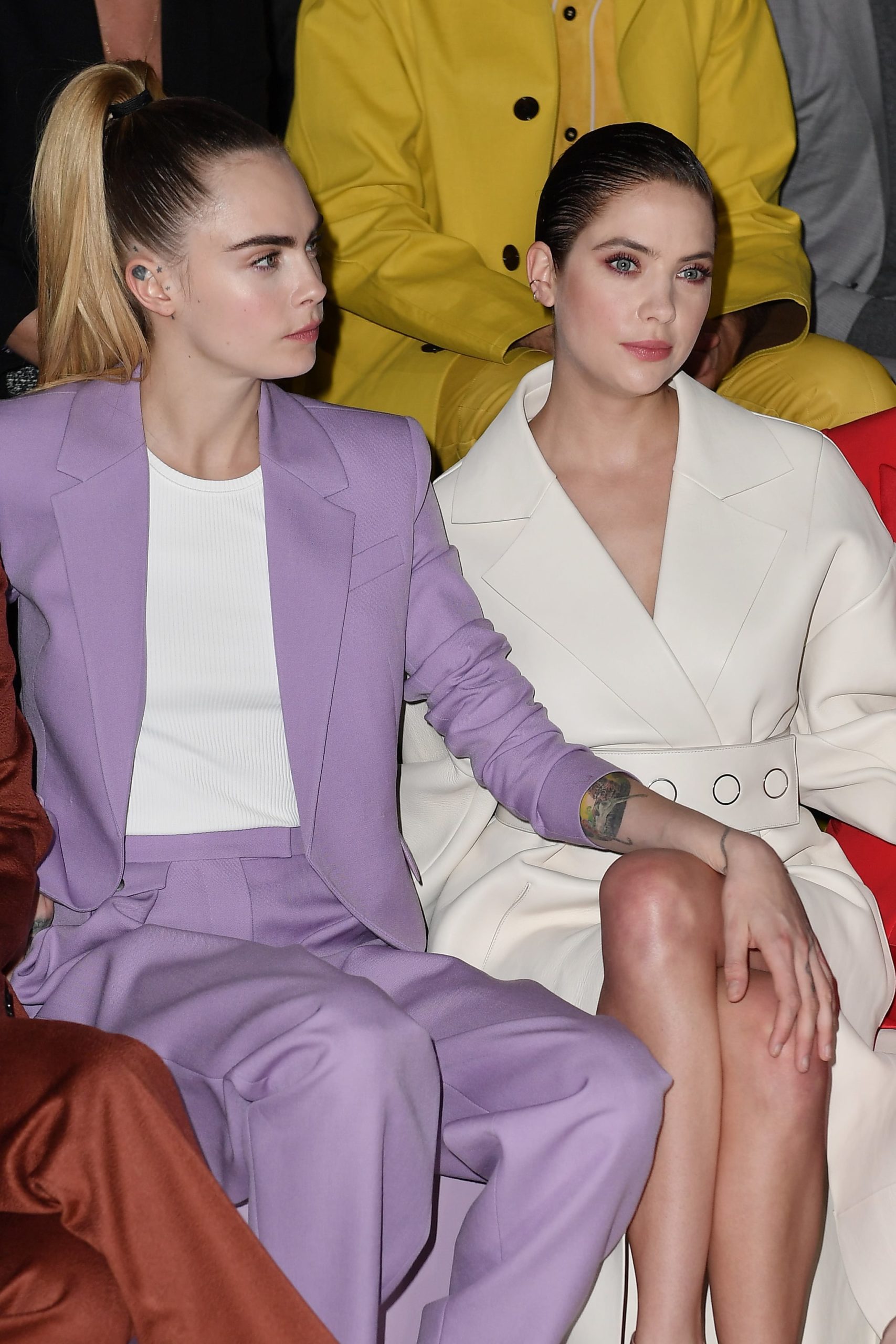 MILAN, ITALY - FEBRUARY 23:  Cara Delevingne and Ashley Benson attends the Boss fashion show on February 23, 2020 in Milan, Italy. (Photo by Jacopo Raule/WireImage)