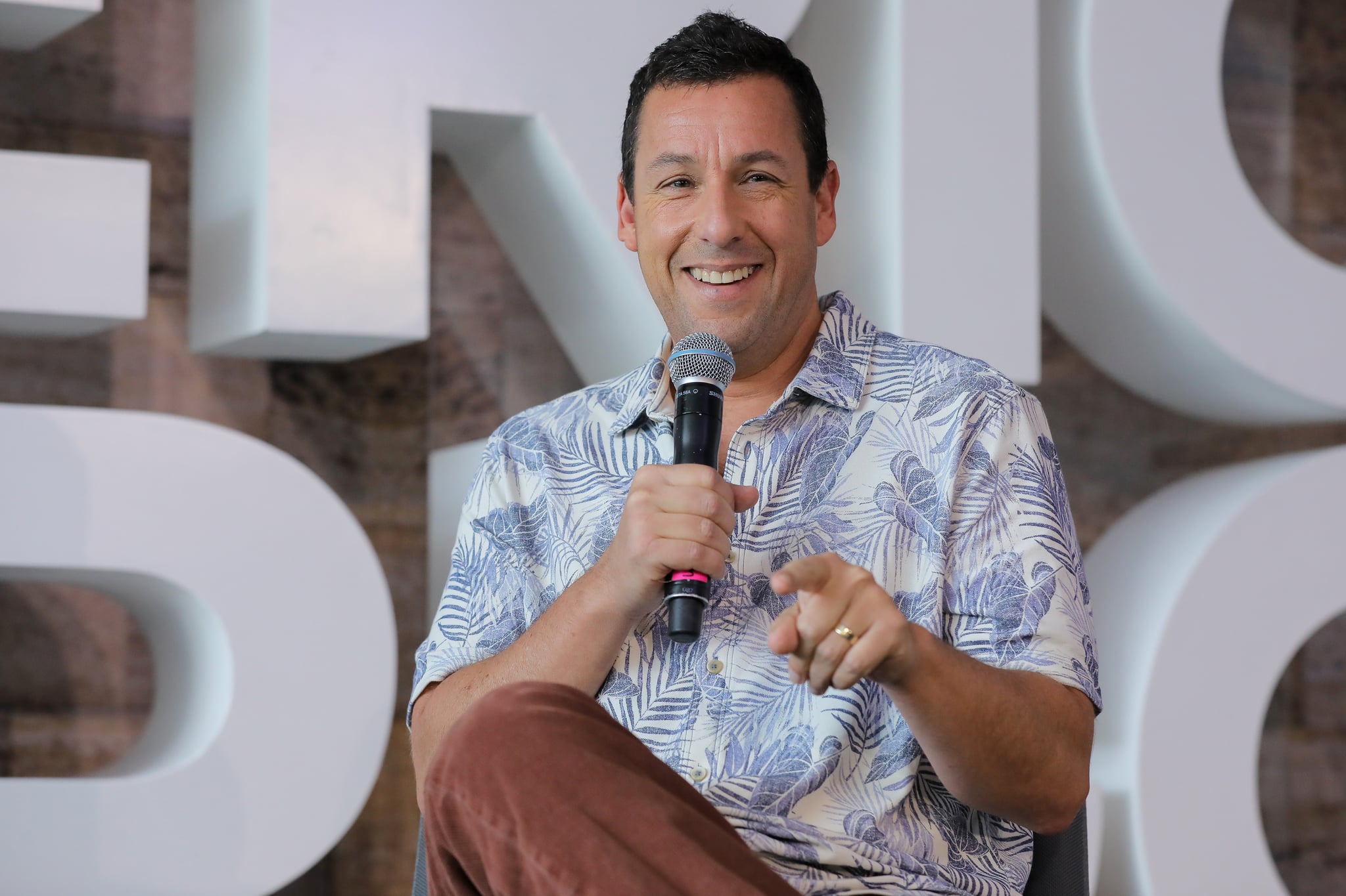 MEXICO CITY, MEXICO - JUNE 13: Adam Sandler speaks during the press conference of the new Netflix movie 'Murder Mystery' at St. Regis Hotel on June 13, 2019 in Mexico City, Mexico. (Photo by Hector Vivas/Getty Images for NETFLIX)