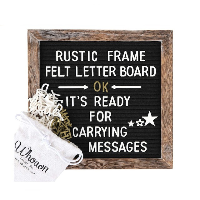 Felt Letter Board 10x10 inches with Rustic Wood Frame