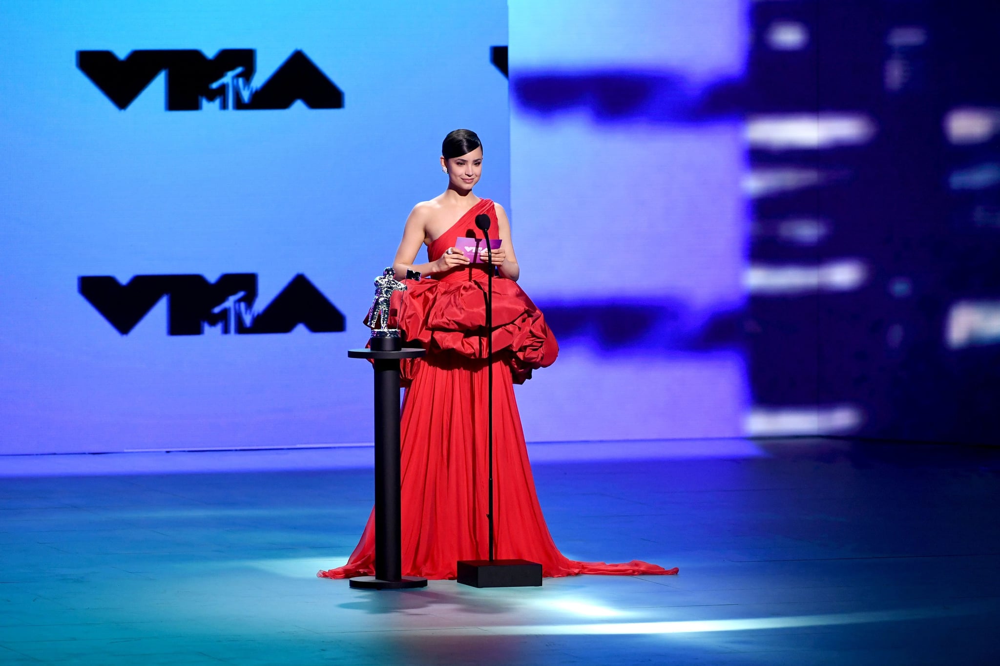 UNSPECIFIED - AUGUST 2020: Sofia Carson speaks onstage during the 2020 MTV Video Music Awards, broadcast on Sunday, August 30th 2020. (Photo by Kevin Winter/MTV VMAs 2020/Getty Images for MTV)