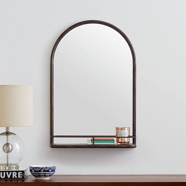 Stone & Beam Modern Round Mirror With Shelf