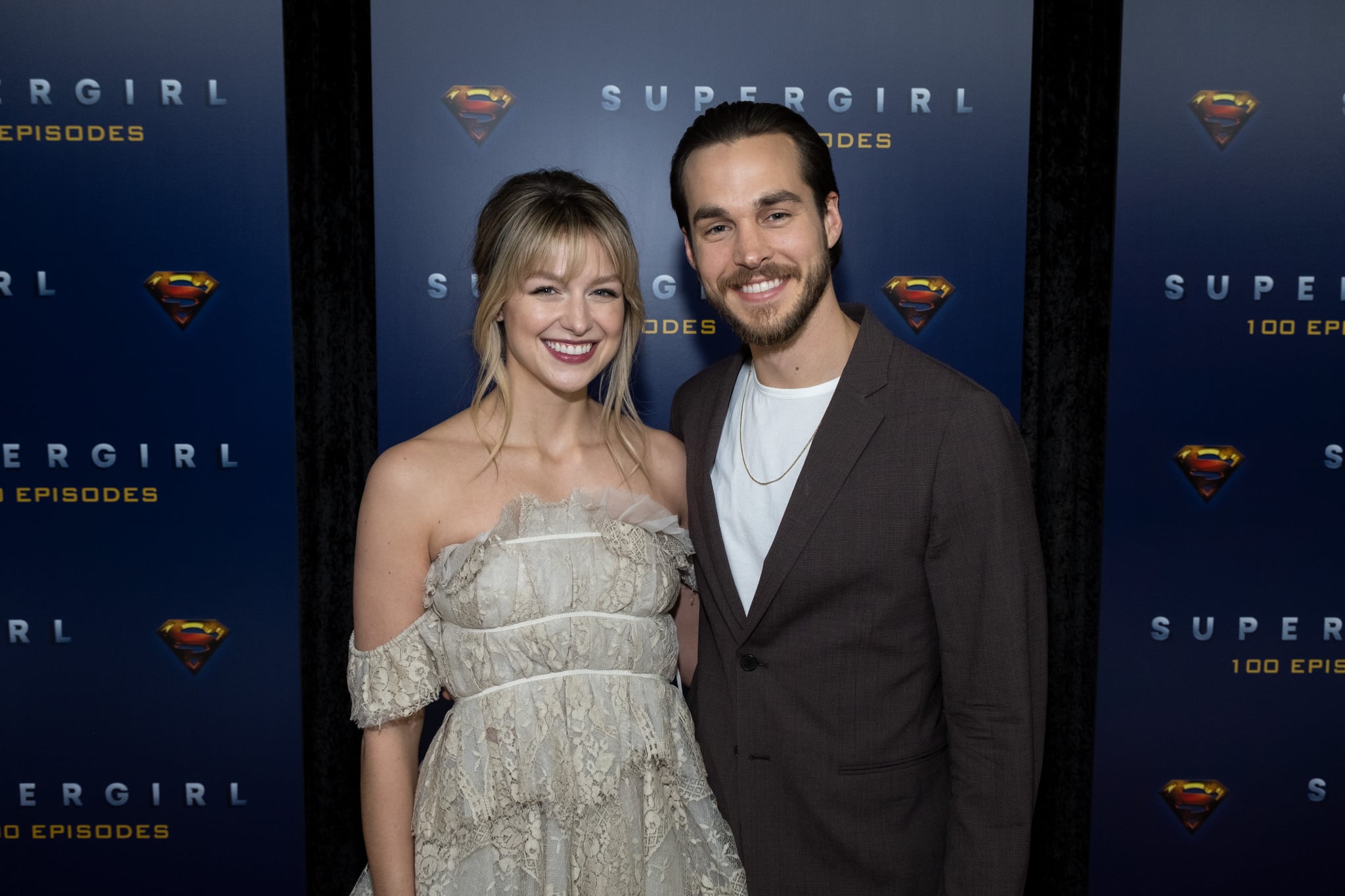 VANCOUVER, BC - DECEMBER 14: (L-R) Supergirl star Melissa Benoist and actor Chris Wood attend the red carpet for the shows 100th episode celebration at the Fairmont Pacific Rim Hotel on December 14, 2019 in Vancouver, Canada. (Photo by Phillip Chin/Getty Images for Warner Brothers Television)