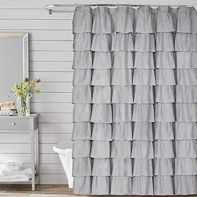 Volens Gray/Grey Ruffle Shower Curtain