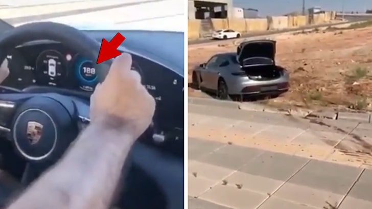 Man Crashes Porsche Taycan Turbo While Conducting Speed Test