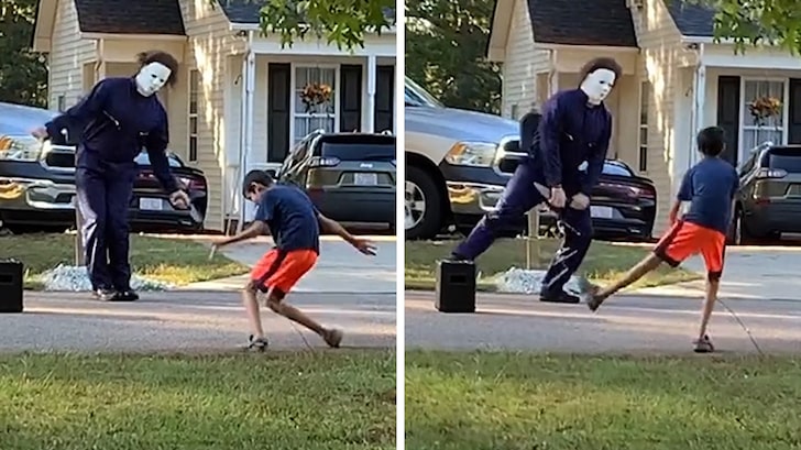 Michael Myers Has Halloween Dance-Off With Neighbor Kid