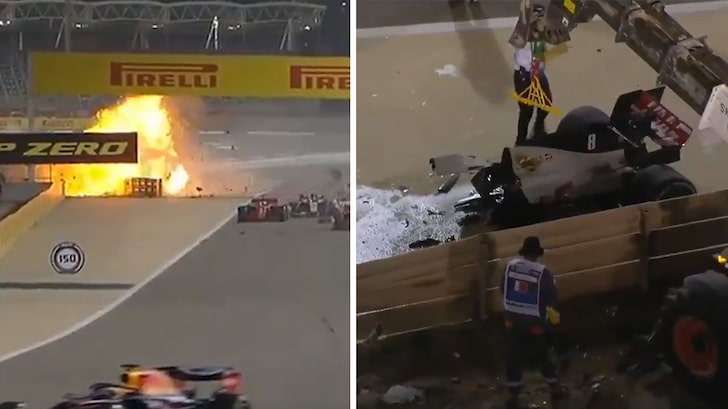 F1 Driver Romain Grosjean Survives Fiery Crash