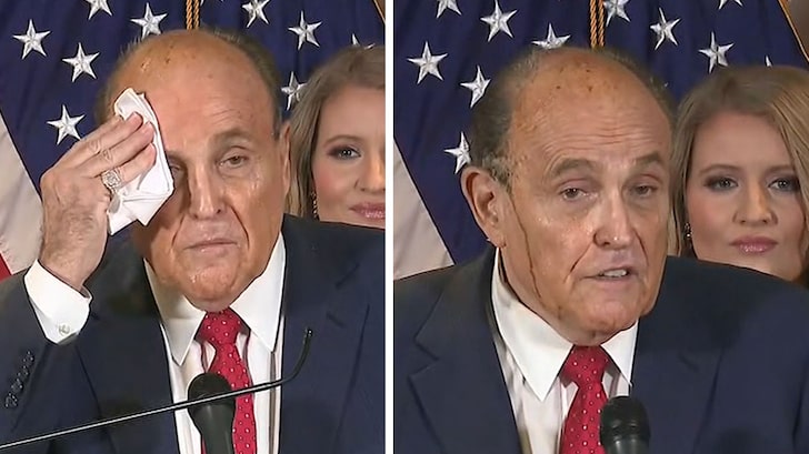 Rudy Giuliani's Hair Dye Running Down Face at Sweaty News Conference