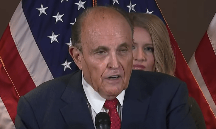 Rudy Giuliani Sweats Out His Hair Dye Live On-Air