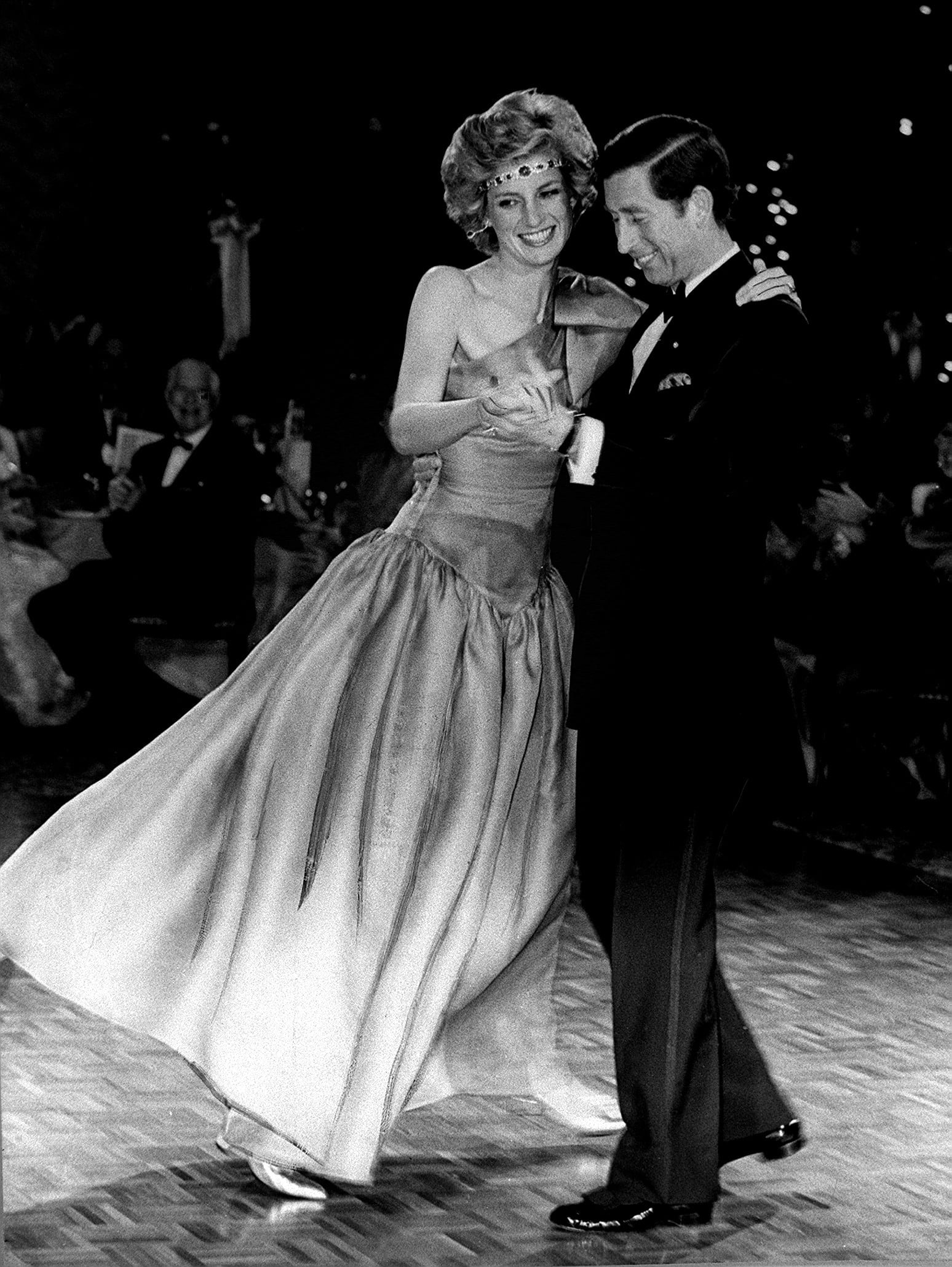 Princess Diana and Prince Charles dancing together in Melbourne Australia in 1985. Diana is wearing the famous £2 million emerald and diamond choker. 30th October 1985. (Photo by Gavin Kent /Mirrorpix/Getty Images)