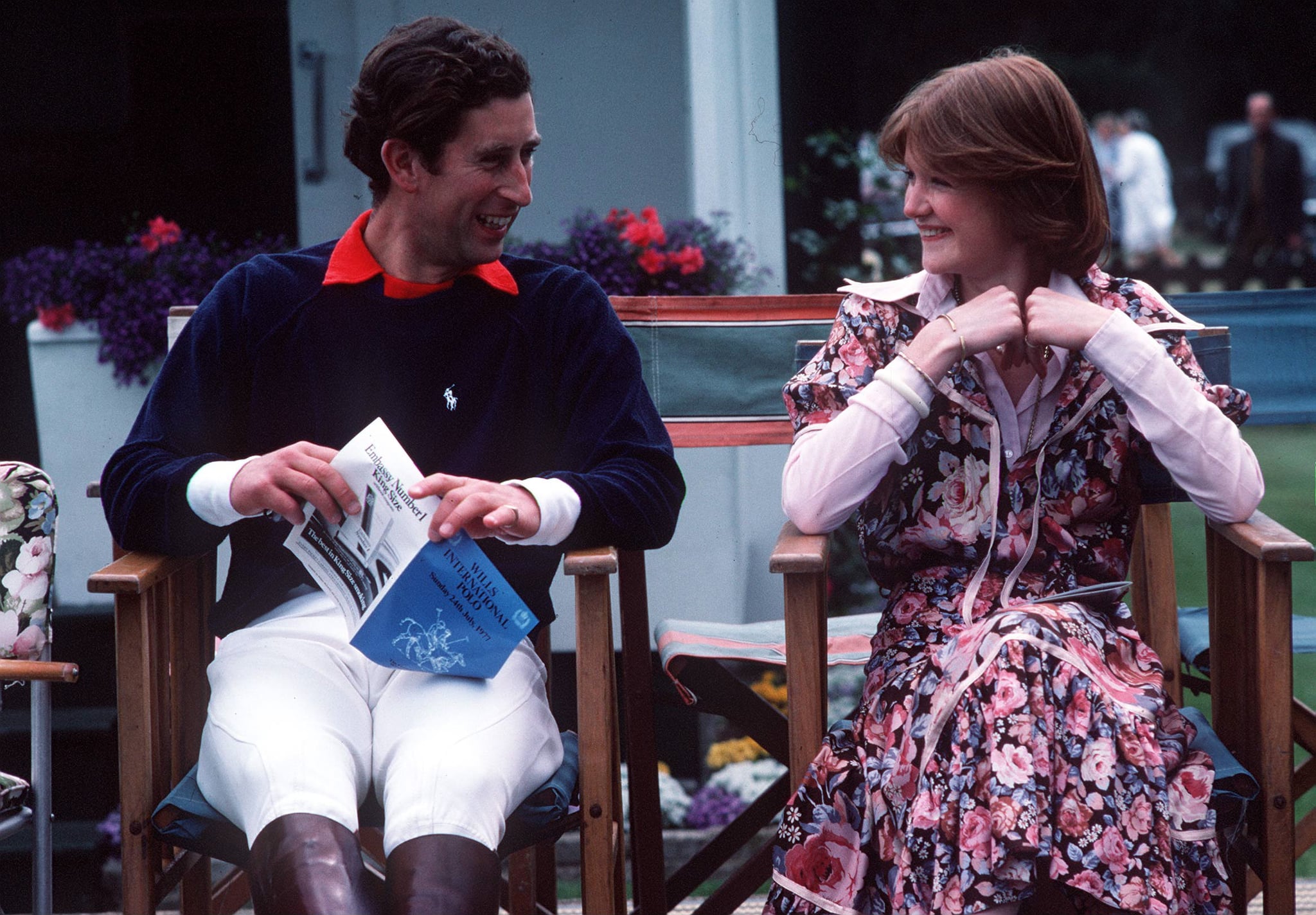 WINDSOR, UNITED KINGDOM - JULY 01:  Prince Charles Sitting Talking To Lady Sarah Spencer At A Polo Match At Guards Polo Club,smiths Lawn, Windsor Great Park (exact Date Not Certain)  (Photo by Tim Graham Photo Library via Getty Images)