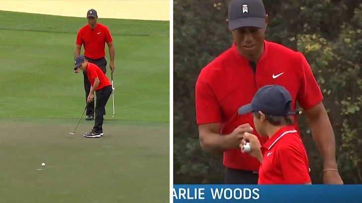 Tiger Woods' Son Charlie, Sinks Putt and Fist Pumps Like His Dad