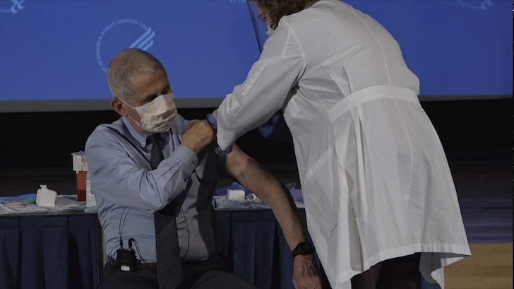 Dr. Fauci Gets COVID-19 Vaccine at NIH Kickoff Event