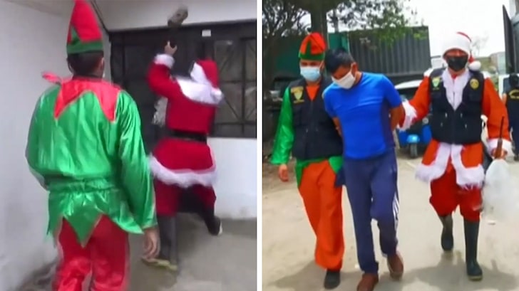 Peruvian Cops Dressed as Santa & Elf Make Drug Bust