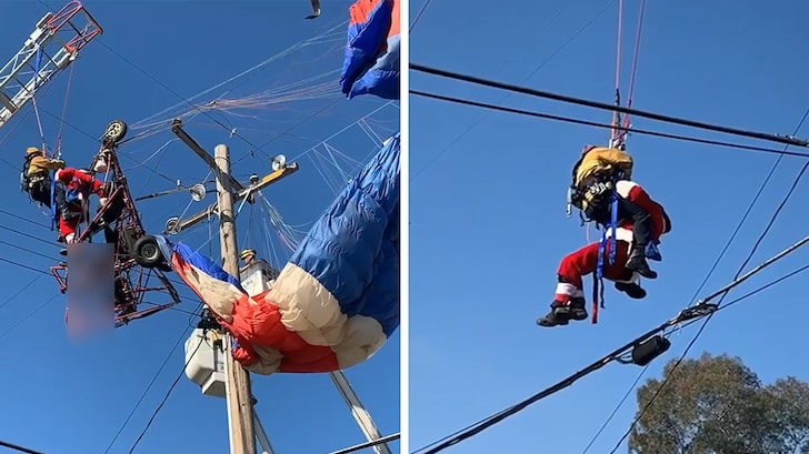 Santa Claus Rescued by Firefighters After Getting Stuck in Power Lines