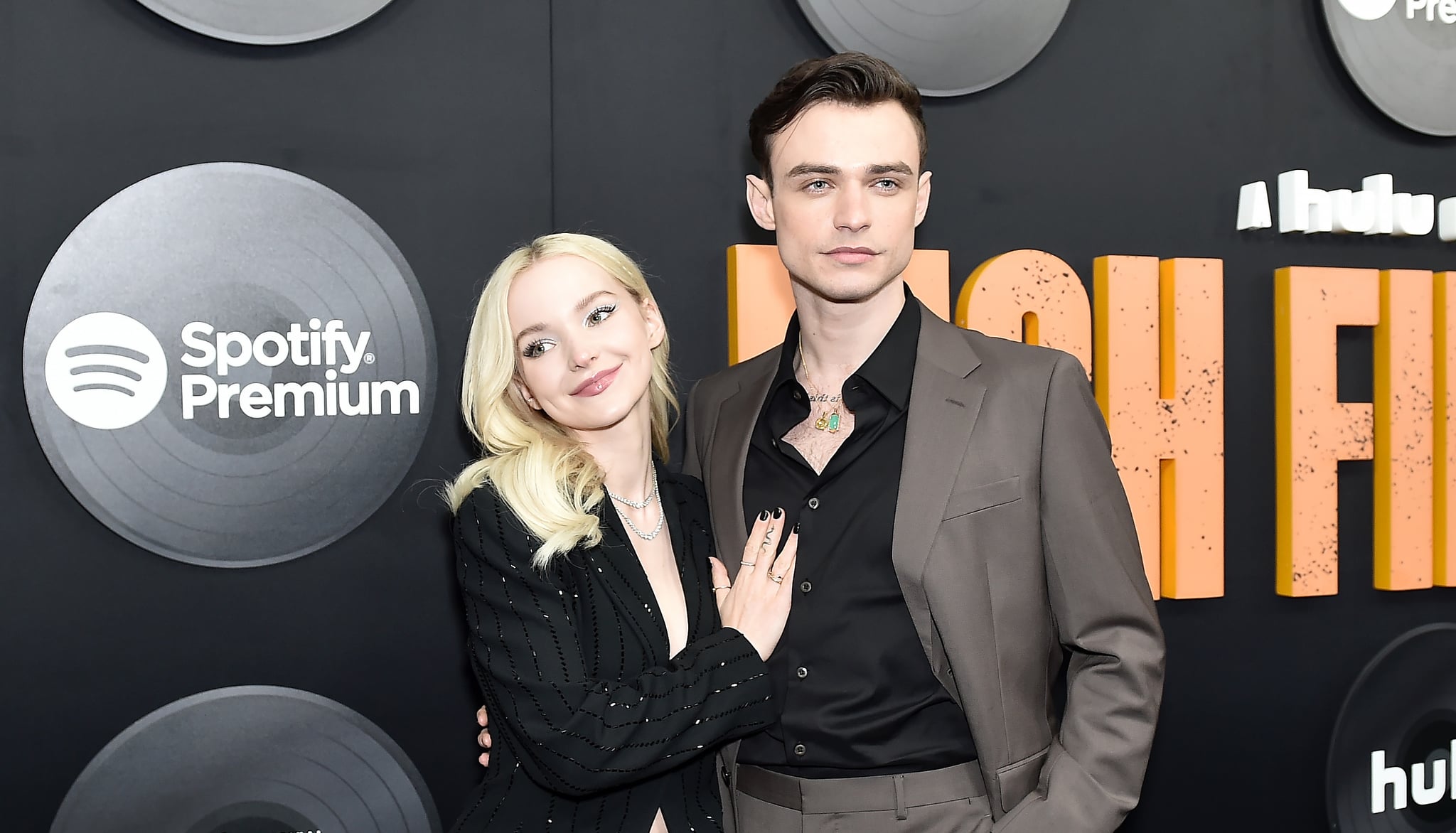 NEW YORK, NEW YORK - FEBRUARY 13: Dove Cameron and Thomas Doherty attend Hulu's
