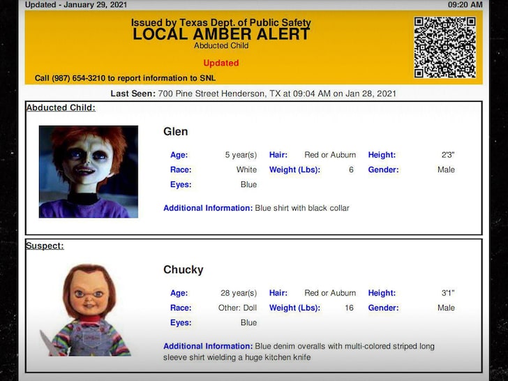 'Child's Play' Chucky and Glen Ray Appear in False Amber Alert in Texas