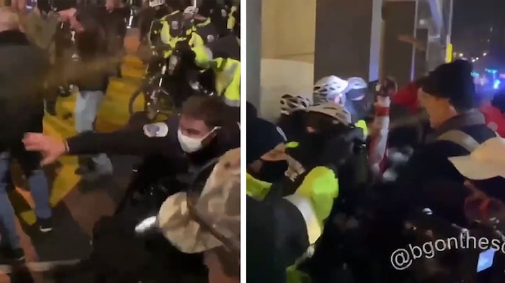 Trump Supporters Clash with Cops in D.C., Pepper Sprayed & Pushed Back