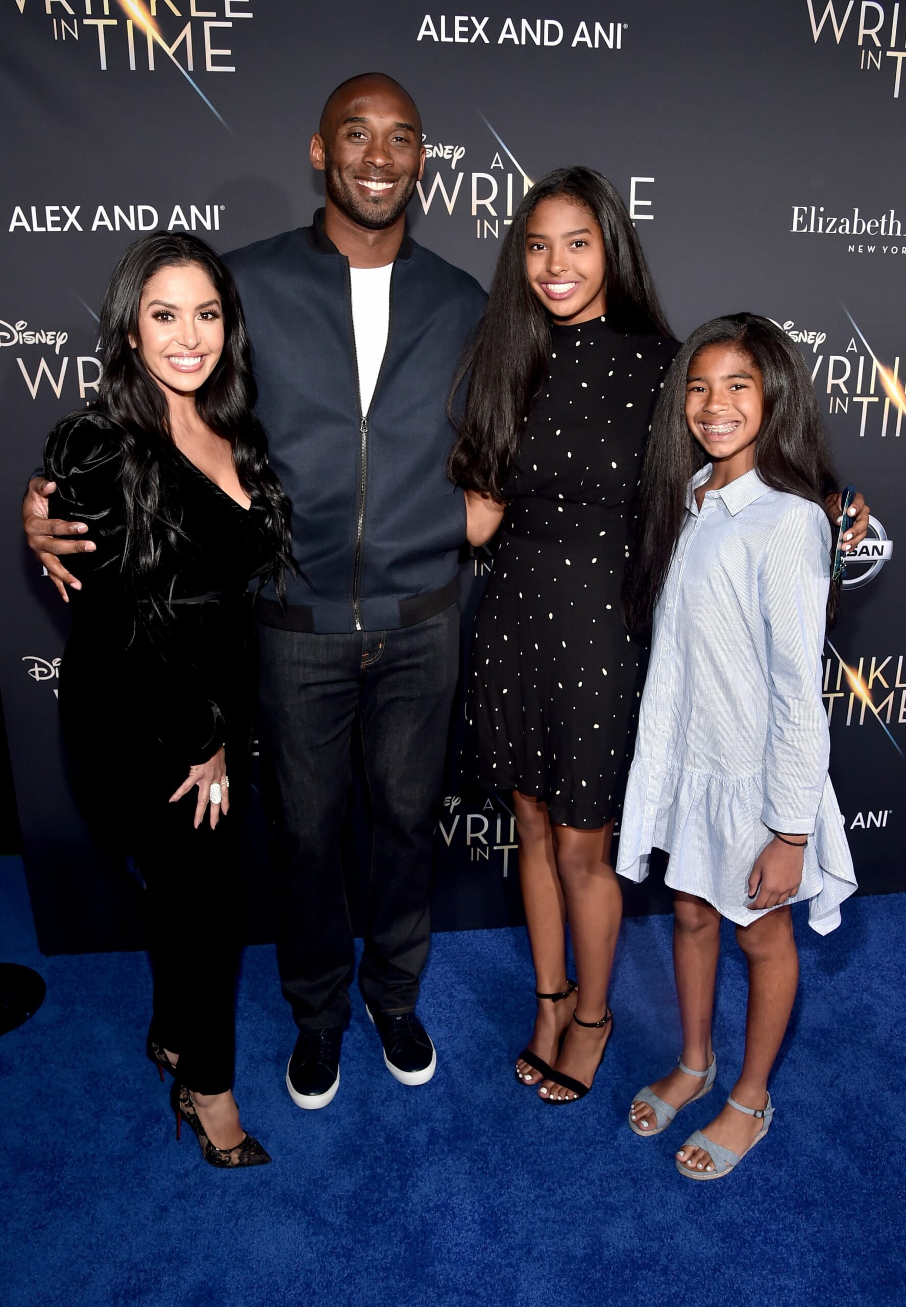 LOS ANGELES, CA - FEBRUARY 26:  (L-R) Vanessa Laine Bryant, former NBA player Kobe Bryant, Natalia Diamante Bryant, and Gianna Maria-Onore Bryant arrive at the world premiere of Disneys 'A Wrinkle in Time' at the El Capitan Theatre in Hollywood CA, Feburary 26, 2018.  (Photo by Alberto E. Rodriguez/Getty Images for Disney)