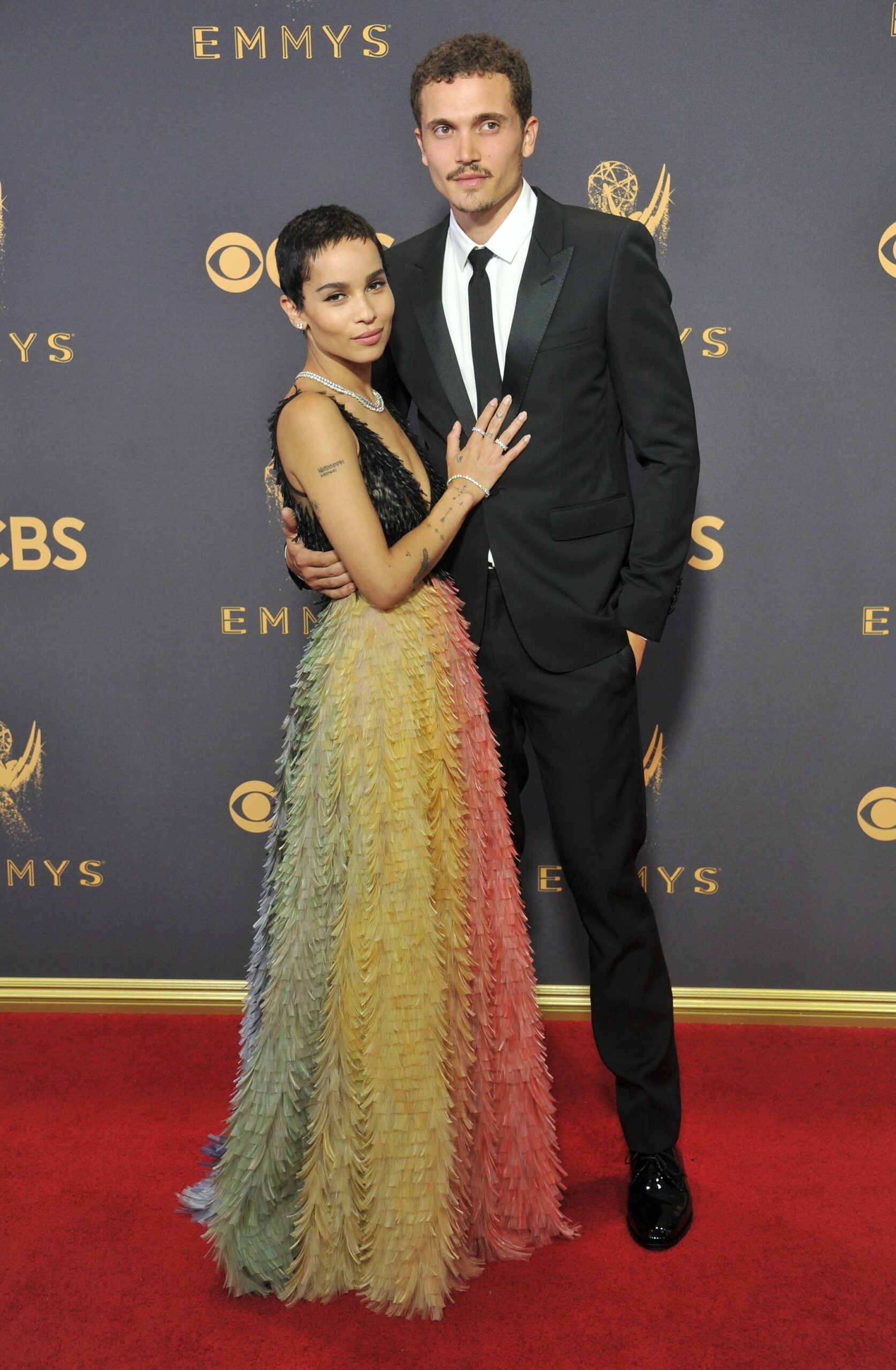 LOS ANGELES, CA - SEPTEMBER 17:  Zoe Kravitz and Karl Glusman arrive at the 69th Annual Primetime Emmy Awards at Microsoft Theater on September 17, 2017 in Los Angeles, California.  (Photo by Gregg DeGuire/Getty Images)