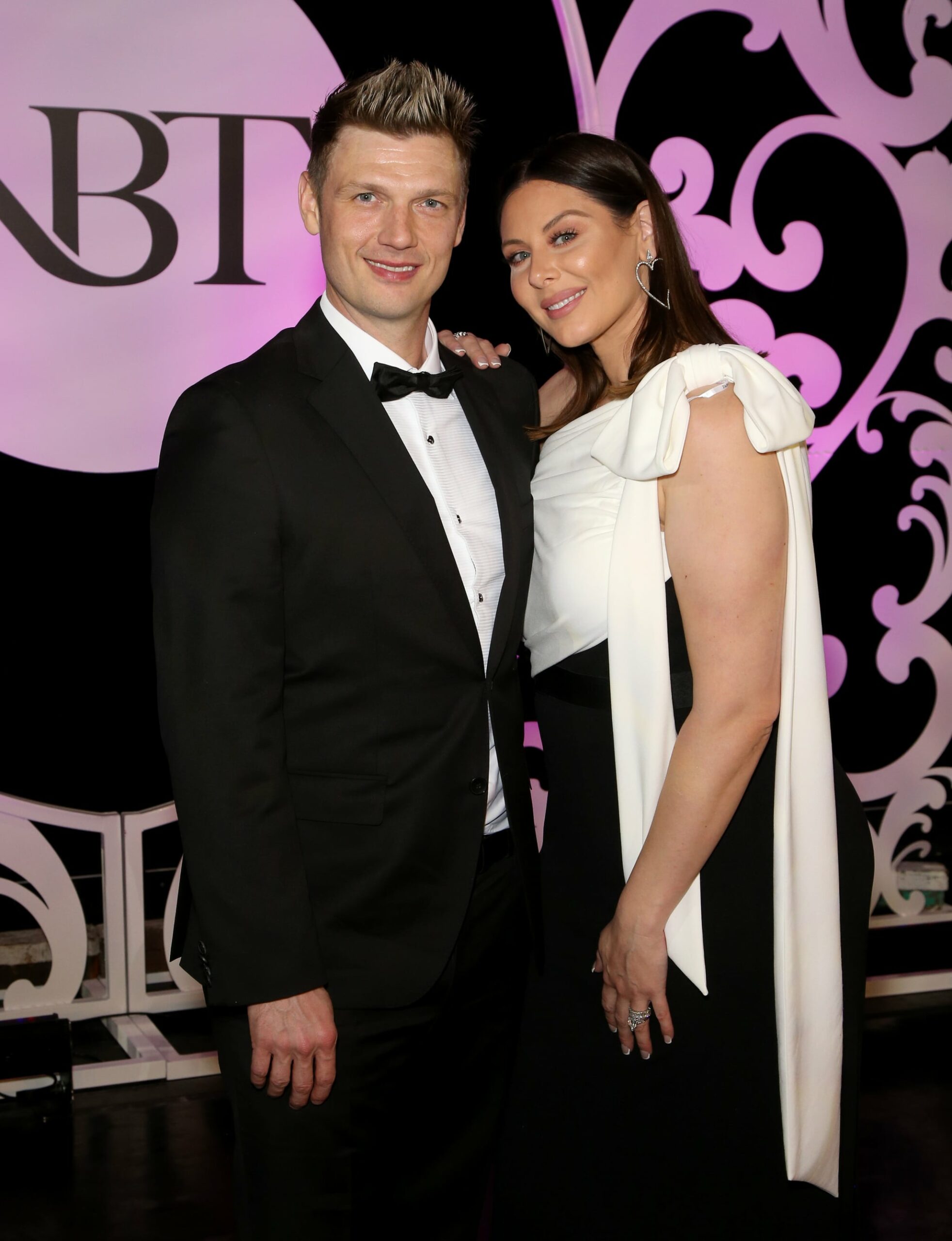 LAS VEGAS, NEVADA - JANUARY 25:  Singer Nick Carter (L) of Backstreet Boys and his wife Lauren Carter attend the 36th annual Black and White Ball honoring Nevada Ballet Theatre's 2020 Woman of the Year event at Caesars Palace on January 25, 2020 in Las Vegas, Nevada. (Photo by Gabe Ginsberg/Getty Images)