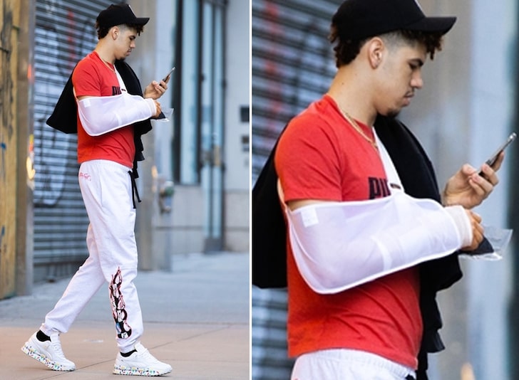 LaMelo Ball Steps Out In NYC Wearing Sling After Undergoing Wrist Surgery