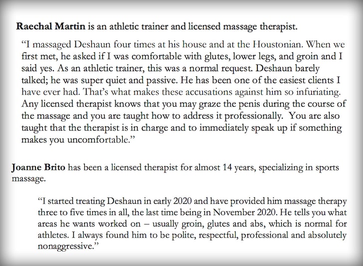 18 therapists voice support for Deshaun Watson