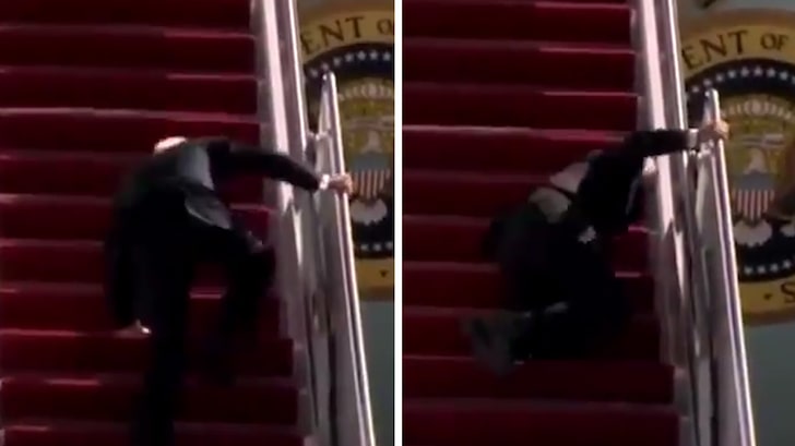 President Biden Trips Going Up Stairs of Air Force One