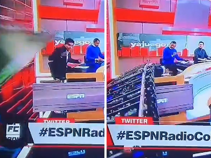Soccer Journalist Crushed By Falling Wall On TV Set, Insane Video