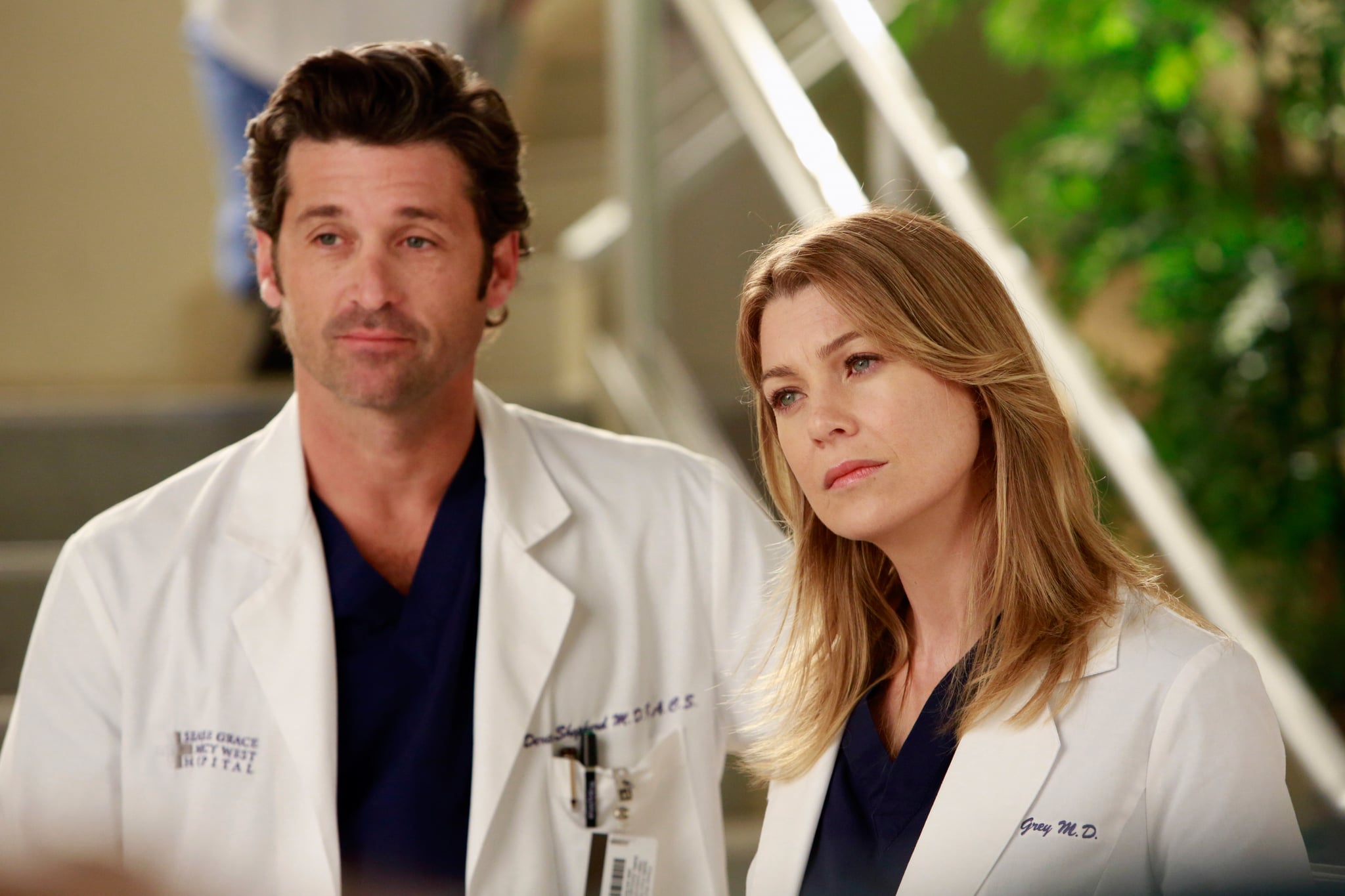 GREY'S ANATOMY, (from left): Patrick Demsey, Ellen Pompeo, 'Love Turns You Upside Down', (Season 9, ep. 908, aired Dec. 6, 2012), 2005-. photo: Ron Tom / ABC / courtesy Everett Collection