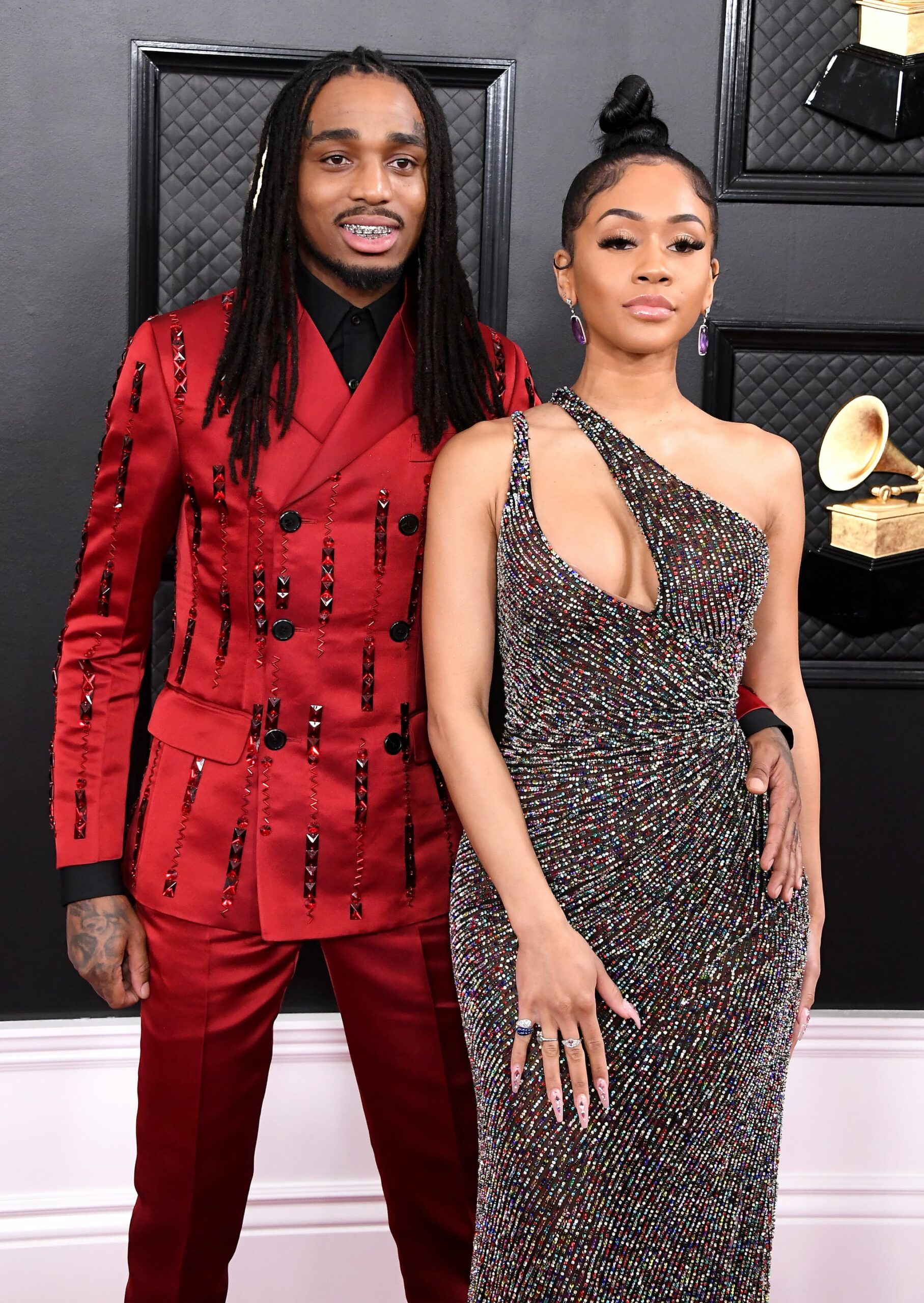LOS ANGELES, CALIFORNIA - JANUARY 26: (L-R) Quavo and Saweetie attend the 62nd Annual GRAMMY Awards at Staples Center on January 26, 2020 in Los Angeles, California. (Photo by Steve Granitz/WireImage)