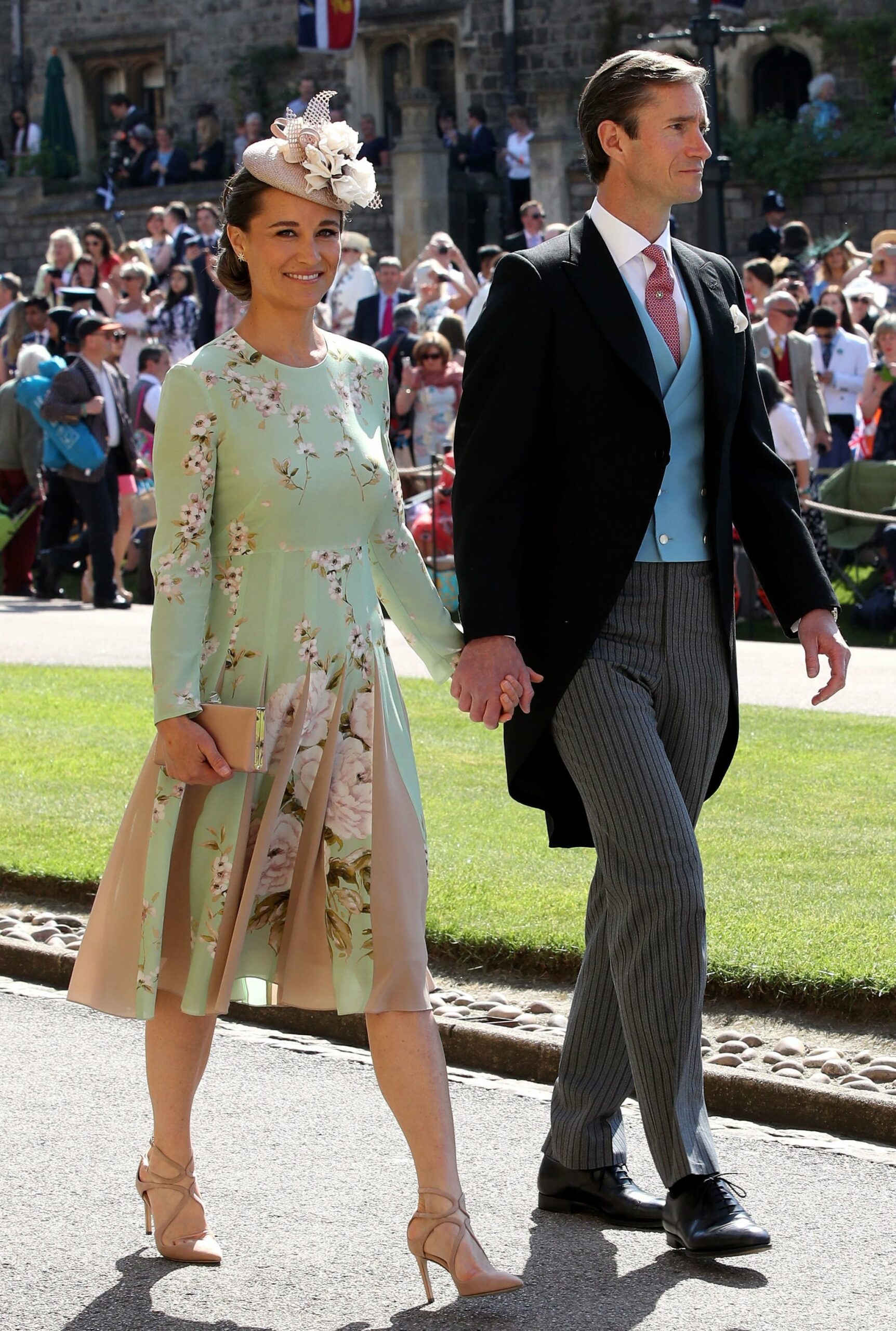 Pippa Middleton and James Matthews arrive for the wedding ceremony of Britain's Prince Harry, Duke of Sussex and US actress Meghan Markle at St George's Chapel, Windsor Castle, in Windsor, on May 19, 2018. (Photo by Chris Radburn / POOL / AFP)        (Photo credit should read CHRIS RADBURN/AFP via Getty Images)
