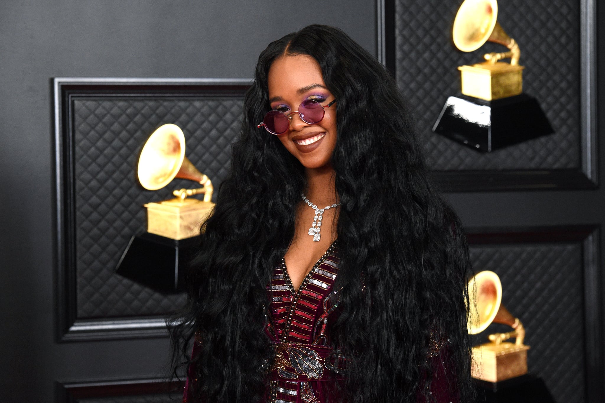 LOS ANGELES, CALIFORNIA - MARCH 14: H.E.R. attends the 63rd Annual GRAMMY Awards at Los Angeles Convention Center on March 14, 2021 in Los Angeles, California. (Photo by Kevin Mazur/Getty Images for The Recording Academy )