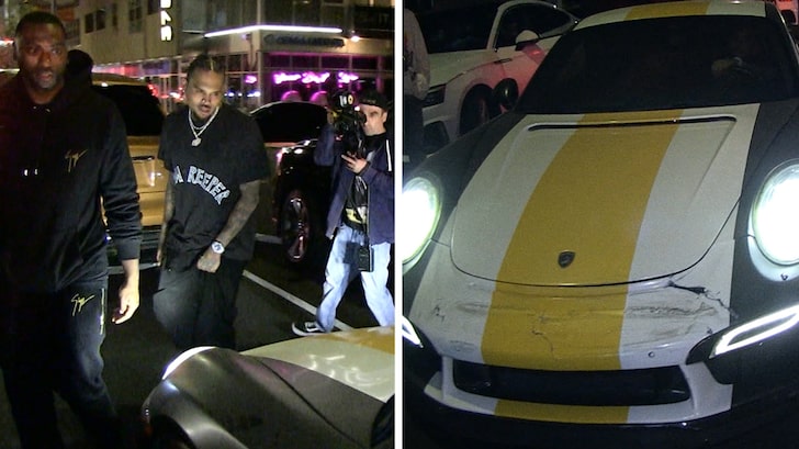 Chris Brown Leaves in Damaged Porsche After Valet Traffic Accident