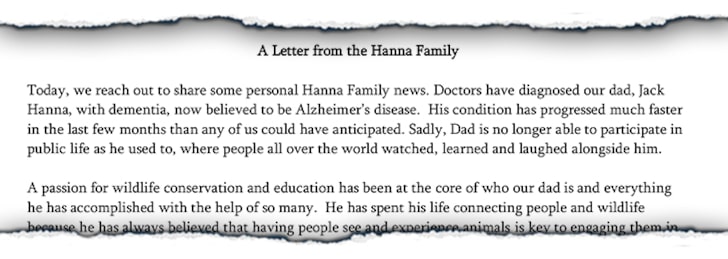 Jack Hanna's Family Announces He Has Alzheimer's Disease