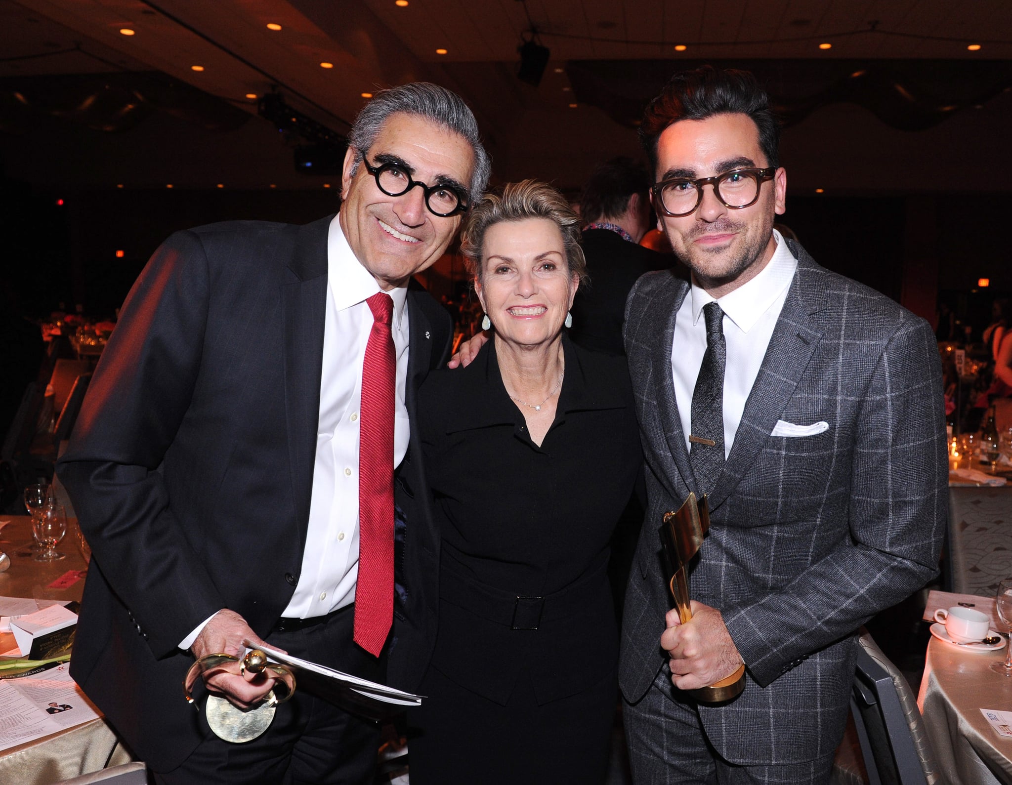 TORONTO, ON - MARCH 09:  (L-R) Actor Eugene Levy, Deborah Divine Levy and actor Daniel Levy attend the Canadian Screen Awards at Westin Harbour Castle Hotel on March 9, 2016 in Toronto, Canada.  (Photo by George Pimentel/Getty Images)