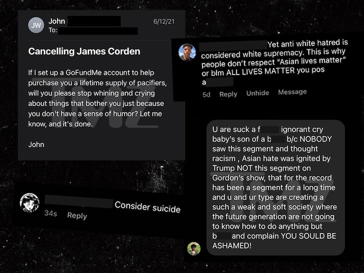 James Corden Spill Your guts death threats