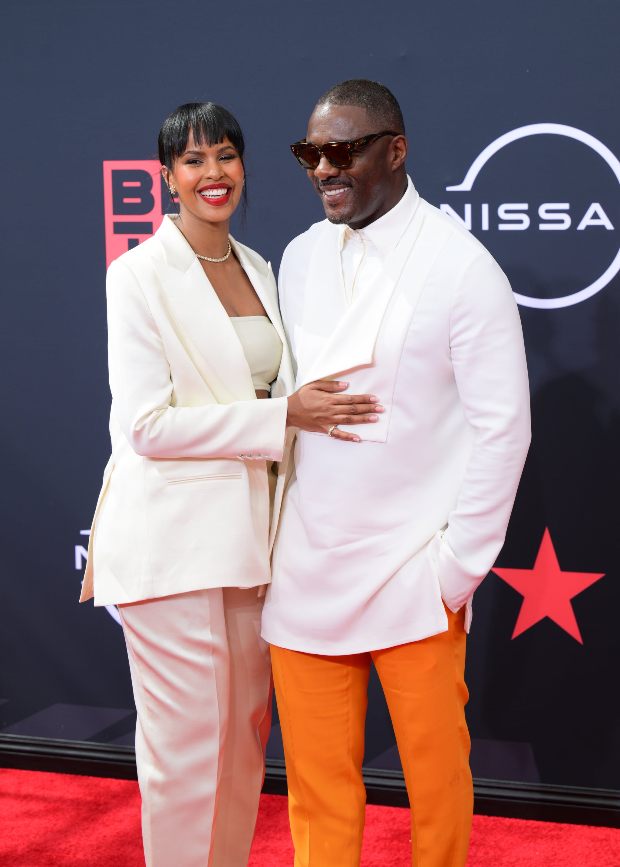 LOS ANGELES, CALIFORNIA - JUNE 26:( L-R) Sabrina Dhowre and Idris Elba attend the 2022 BET Awards at Microsoft Theater on June 26, 2022 in Los Angeles, California.(Photo by Prince Williams/ Getty Images)
