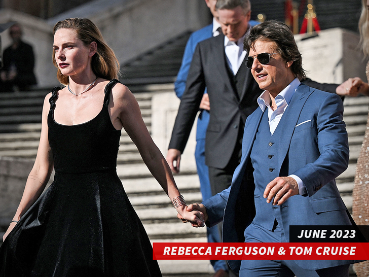 Rebecca Ferguson and US producer and actor Tom Cruise