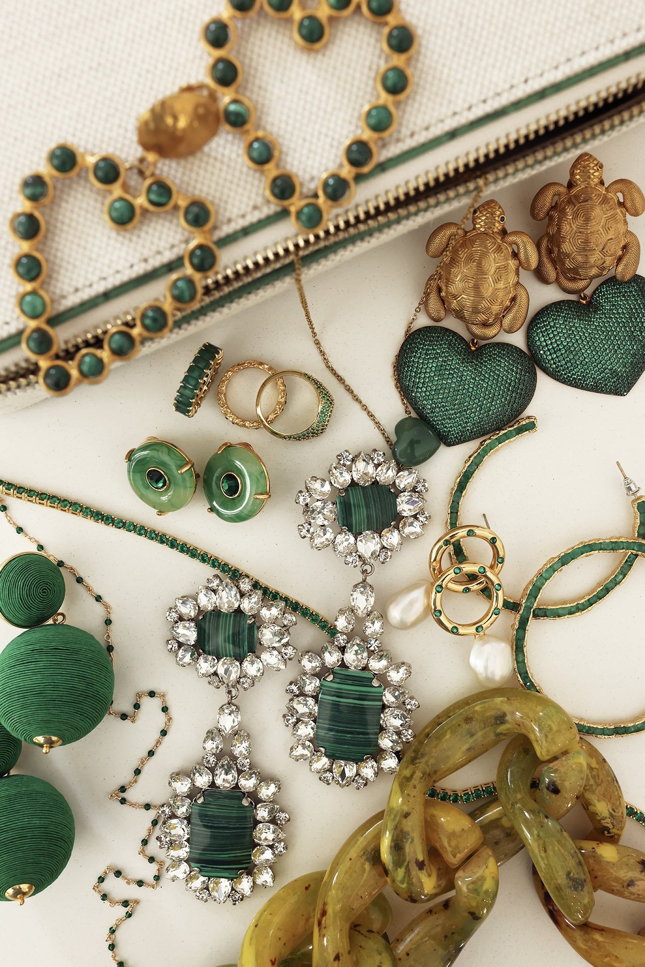dorsey emerald necklace, tuckernuck green earrings, pacharee emerald, green jewelry 2024