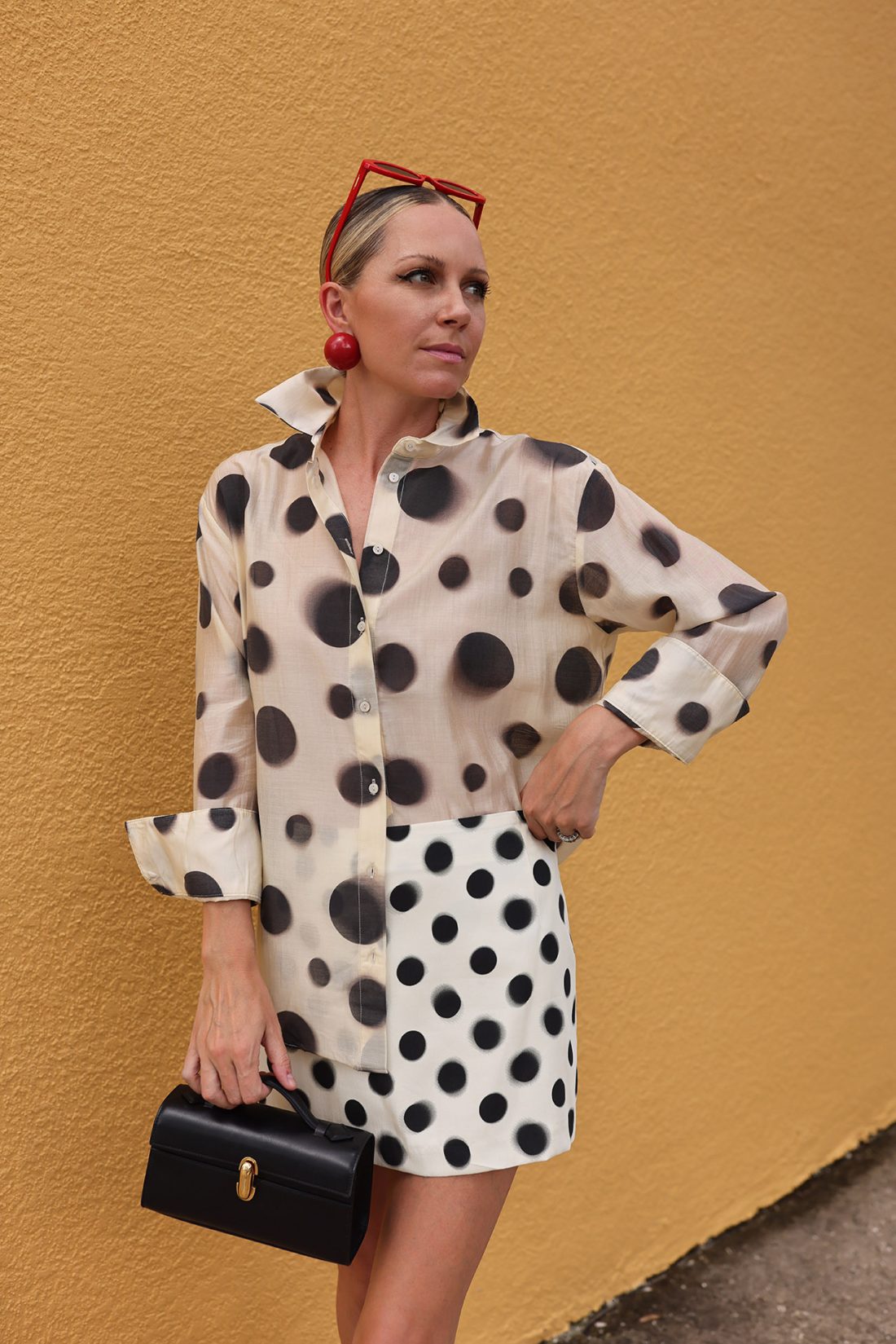 dots on dots, dotted outfit 