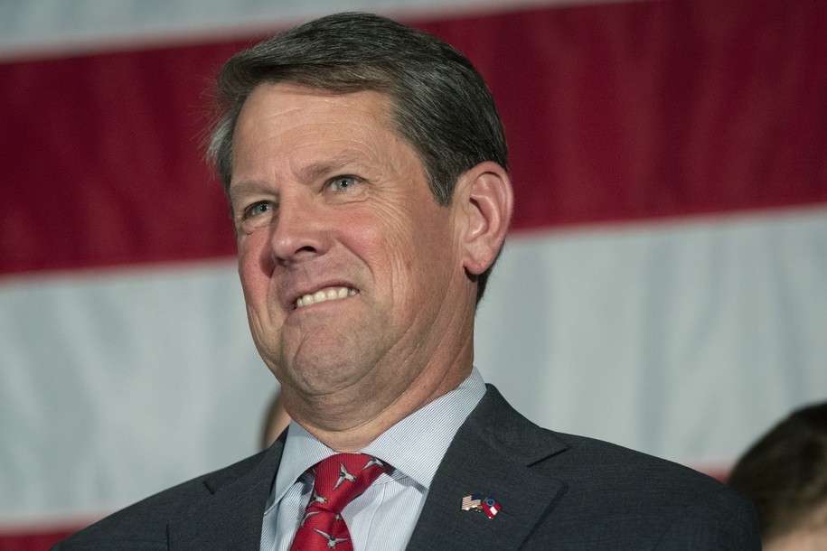 Georgia Secretary of State Brian Kemp speaks during a unity rally, Thursday, July 26, 2018, in Peachtree Corners, Ga. Kemp and fellow Republican Casey Cagle faced off in a heated gubernatorial primary runoff race which Kemp won. (AP Photo/John Amis)