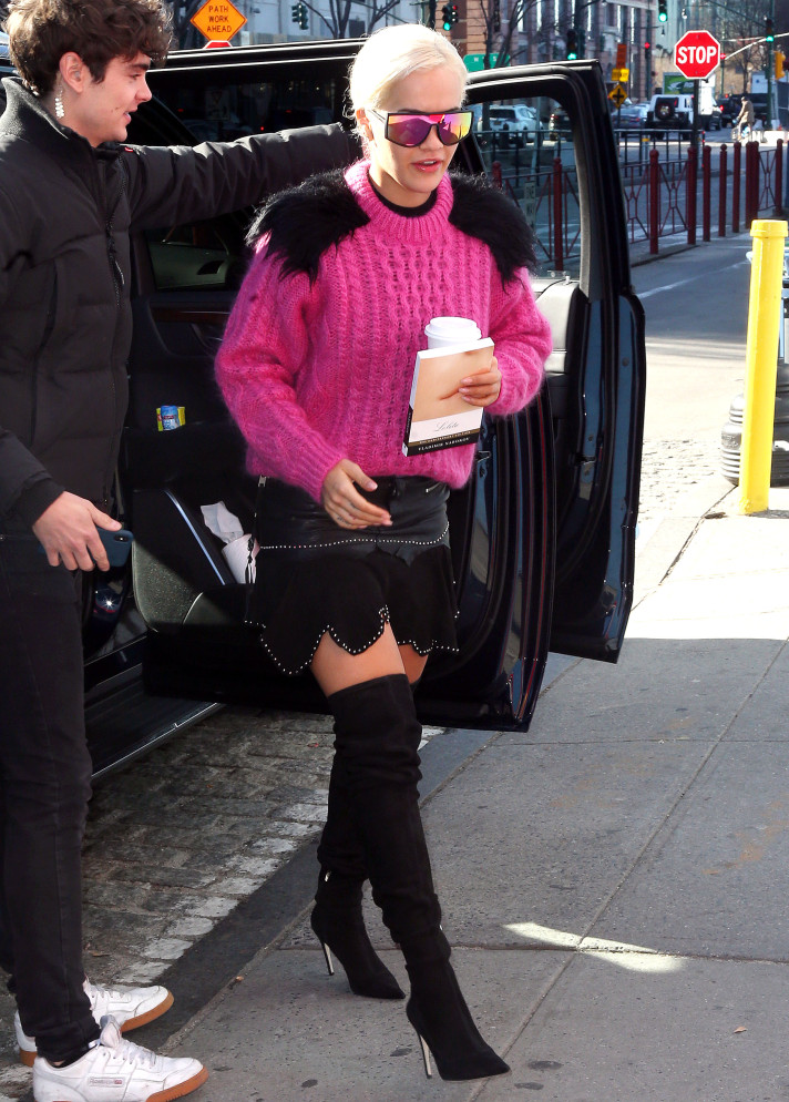 Rita Ora pink sweater