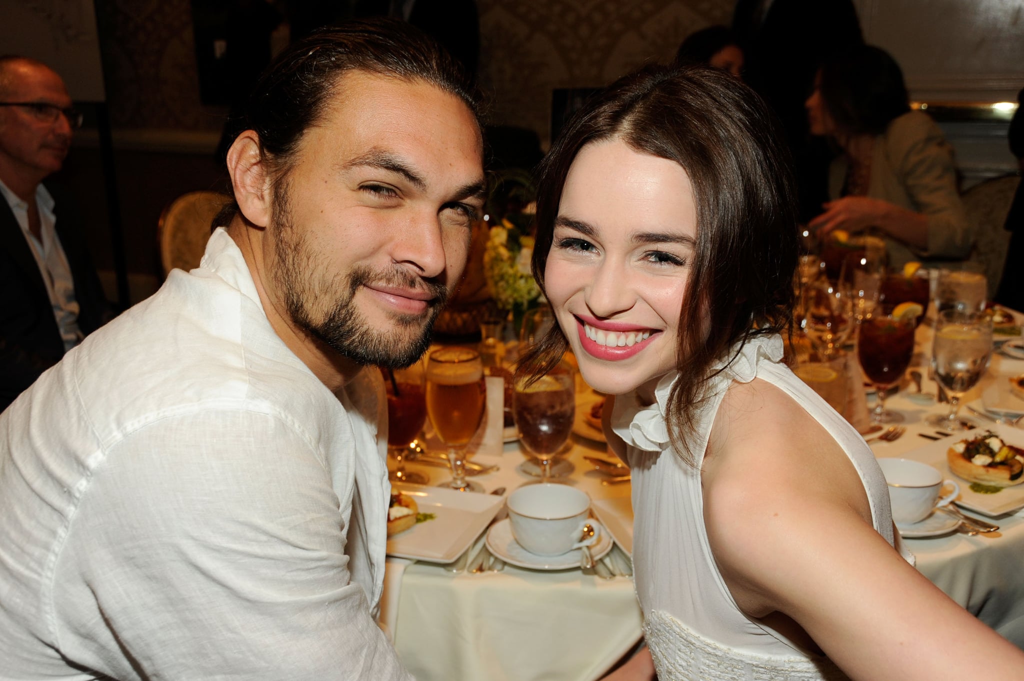 BEVERLY HILLS, CA - JANUARY 13:  Actor Jason Momoa (L) and actress Emilia Clarke attend the 12th Annual AFI Awards held at the Four Seasons Hotel Los Angeles at Beverly Hills on January 13, 2012 in Beverly Hills, California.  (Photo by Frazer Harrison/Getty Images for AFI)