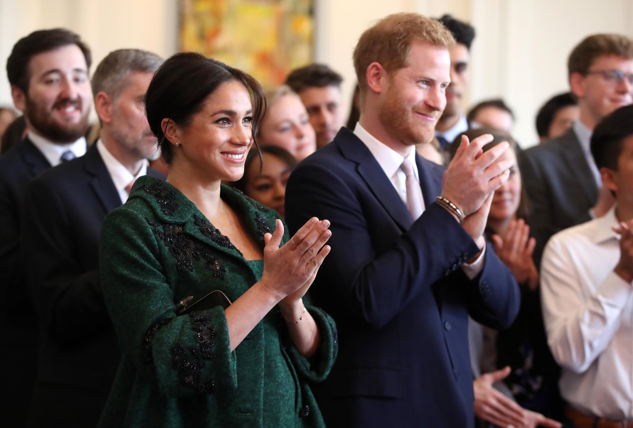 LONDON, ENGLAND - MARCH 11:   Meghan, Duchess of Sussex and Prince Harry, Duke of Sussex watch a musical performance as they attend a Commonwealth Day Youth Event at Canada House on March 11, 2019 in London, England. The event will showcase and celebrate the diverse community of young Canadians living in London and around the UK. (Photo by Chris Jackson - WPA Pool/Getty Images)