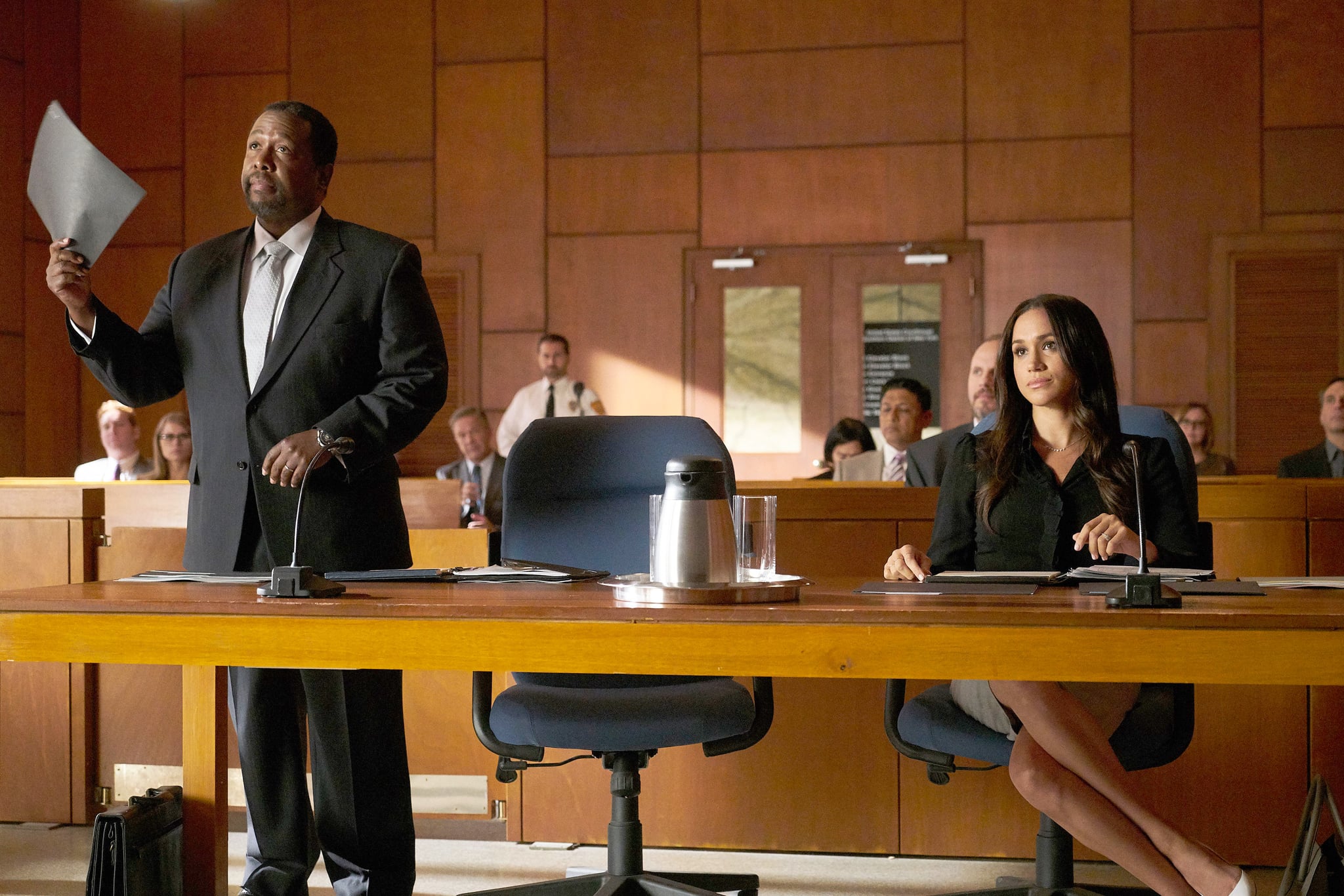 SUITS, from left: Wendell Pierce, Meghan Markle,