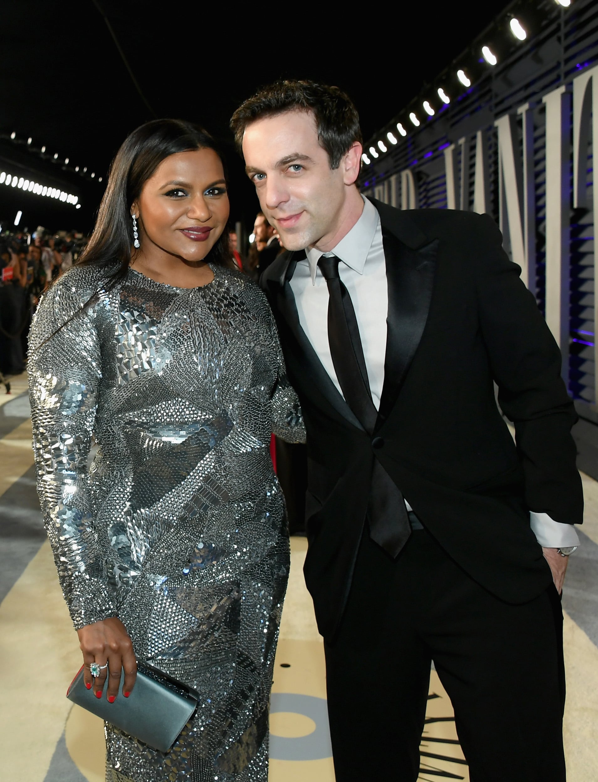 BEVERLY HILLS, CA - FEBRUARY 24:  Mindy Kaling (L) and B. J. Novak attend the 2019 Vanity Fair Oscar Party hosted by Radhika Jones at Wallis Annenberg Center for the Performing Arts on February 24, 2019 in Beverly Hills, California.  (Photo by Mike Coppola/VF19/Getty Images for VF)