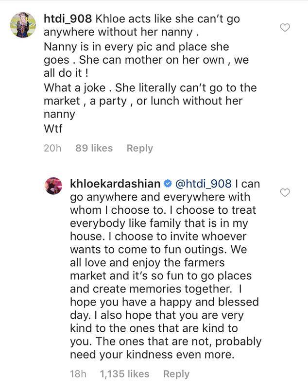 khloe kardashian reacts trolls