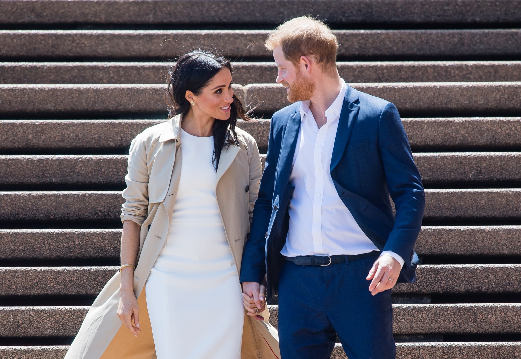 SYDNEY, AUSTRALIA - OCTOBER 16:  Meghan, Duchess of Sussex and Prince Harry, Duke of Sussex take part in a public walkabout at the Sydney Opera House on October 16, 2018 in Sydney, Australia. The Duke and Duchess of Sussex are on their official 16-day Autumn tour visiting cities in Australia, Fiji, Tonga and New Zealand.  (Photo by Samir Hussein/Samir Hussein/WireImage)