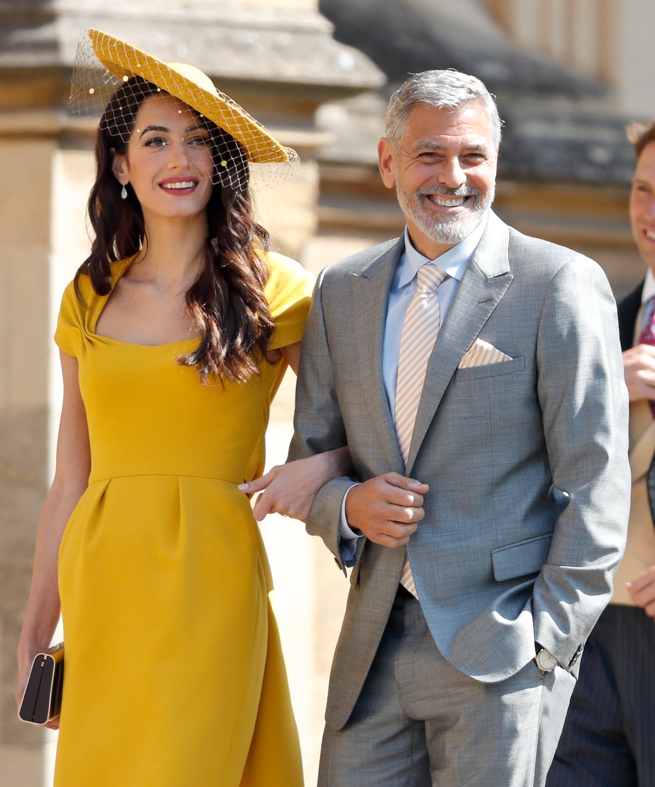 WINDSOR, UNITED KINGDOM - MAY 19: (EMBARGOED FOR PUBLICATION IN UK NEWSPAPERS UNTIL 24 HOURS AFTER CREATE DATE AND TIME) Amal Clooney and George Clooney attend the wedding of Prince Harry to Ms Meghan Markle at St George